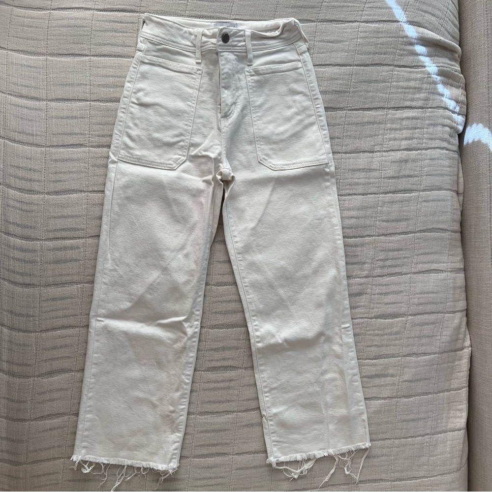 Just Black Denim white high waisted wide leg jeans
